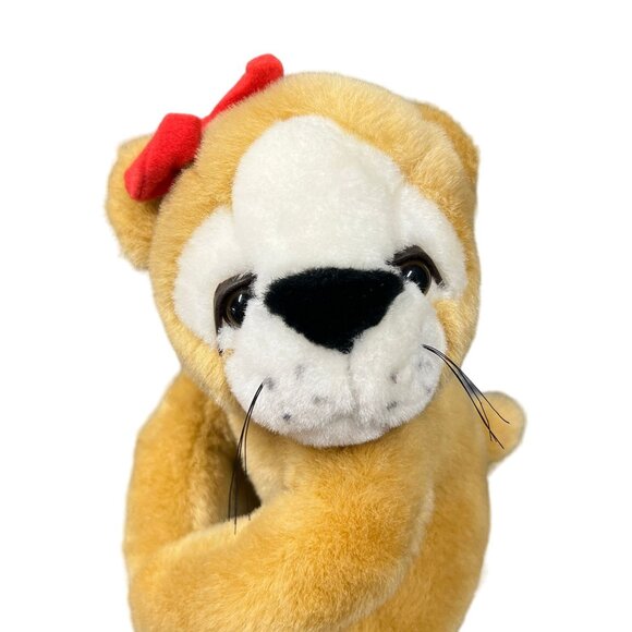 VTG PBC International 9" Lion Girl Plush Stuffed Animal Red Hair Bow Realistic - Picture 2 of 14